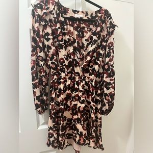 Parker Light Pink, Maroon & Black Leopard Print Dress